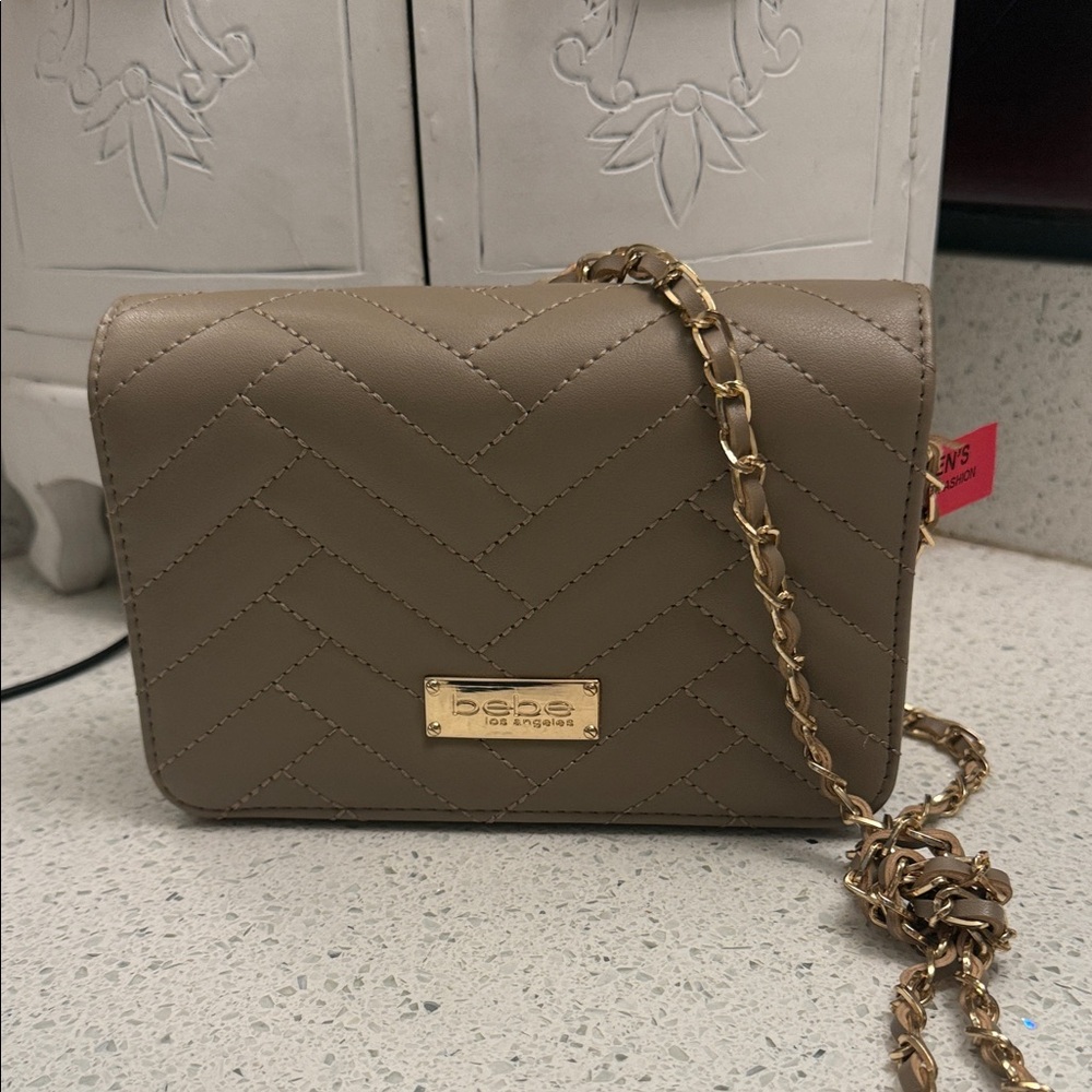 Bebe Brown Quilted Crossbody Bag